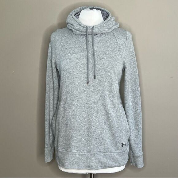 UNDER ARMOUR Open Back Cowlneck Pullover Hoody Sweatshirt Tunic Heather Gray - Picture 3 of 10